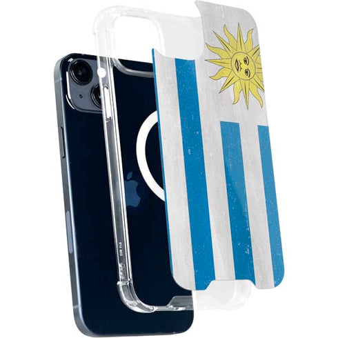 Uraguay Flag Distressed iPhone 14 Plus MagSafe Case