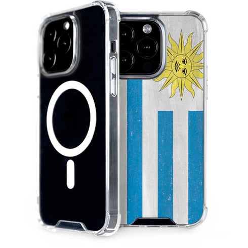 Uraguay Flag Distressed iPhone 14 Pro MagSafe Case