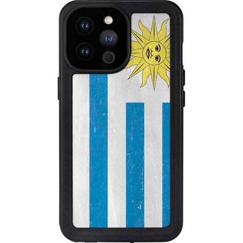 Uraguay Flag Distressed iPhone 14 Pro Max Waterproof Case