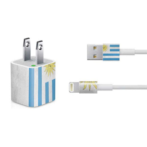 Uraguay Flag Distressed iPhone Charger (5W USB) Skin