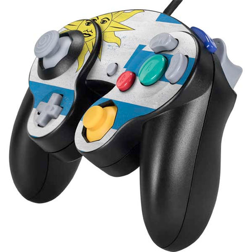 Uraguay Flag Distressed Nintendo GameCube Controller Skin
