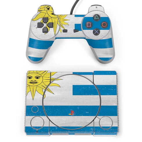 Uraguay Flag Distressed PlayStation Classic Bundle Skin