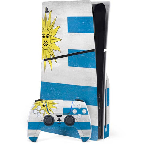 Uraguay Flag Distressed PS5 Slim Disk Bundle Skin
