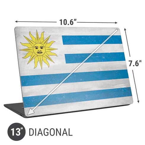 Uraguay Flag Distressed Universal Laptop 13in (10.6 x 7.6in) Skin