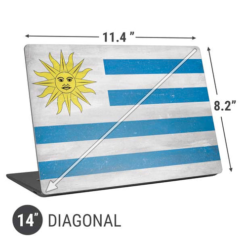 Uraguay Flag Distressed Universal Laptop 14in (11.4 x 8.2in) Skin