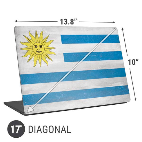 Uraguay Flag Distressed Universal Laptop 17in (13.8 x 10in) Skin