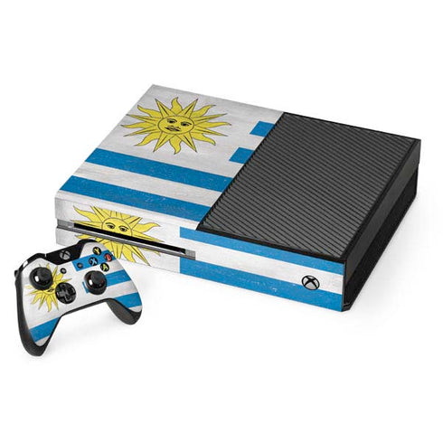 Uraguay Flag Distressed Xbox One Console and Controller Bundle Skin