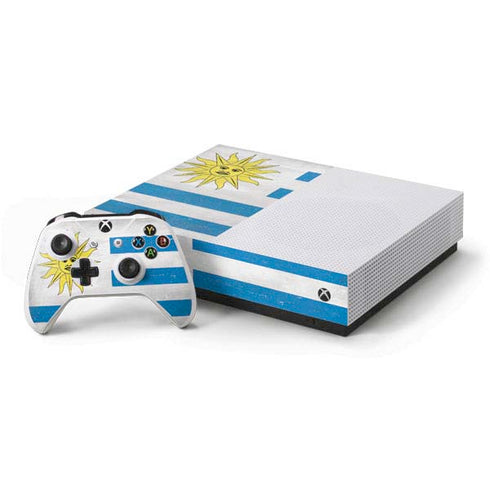 Uraguay Flag Distressed Xbox One S All-Digital Edition Bundle Skin