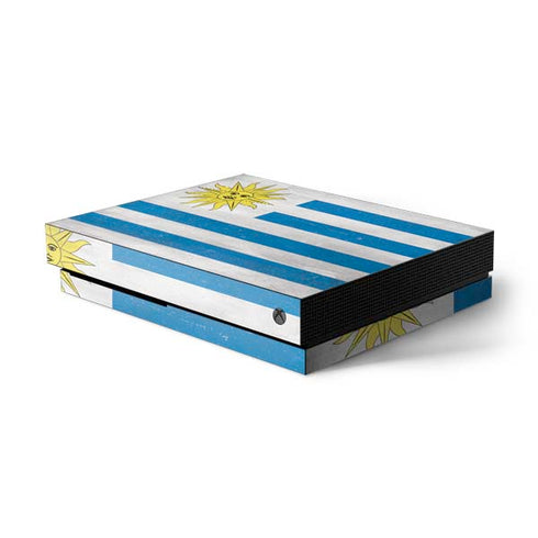Uraguay Flag Distressed Xbox One X Console Skin