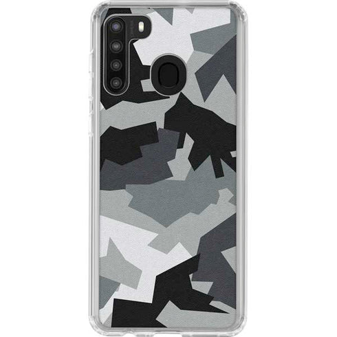 Urban Camouflage Black Galaxy A21 Clear Case