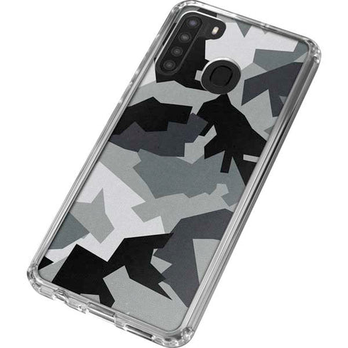 Urban Camouflage Black Galaxy A21 Clear Case