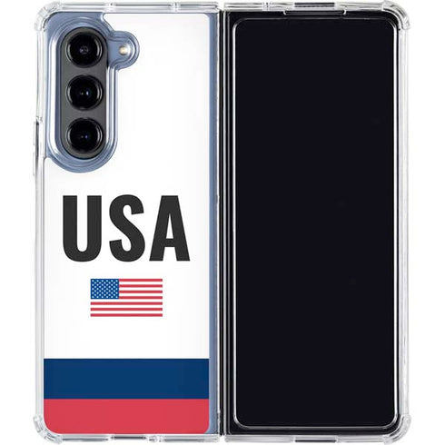 USA American Flag Galaxy Z Fold5 5G Clear Case
