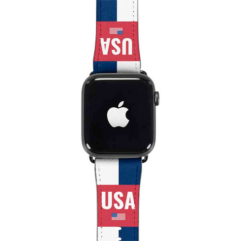USA Flag Color Block Apple Watch Band 42-44mm