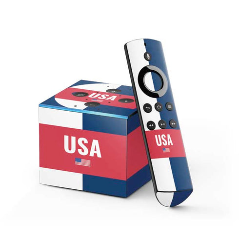 USA Flag Color Block Fire TV Cube Skin