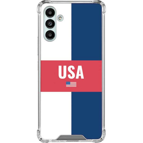 USA Flag Color Block Galaxy A13 5G Clear Case