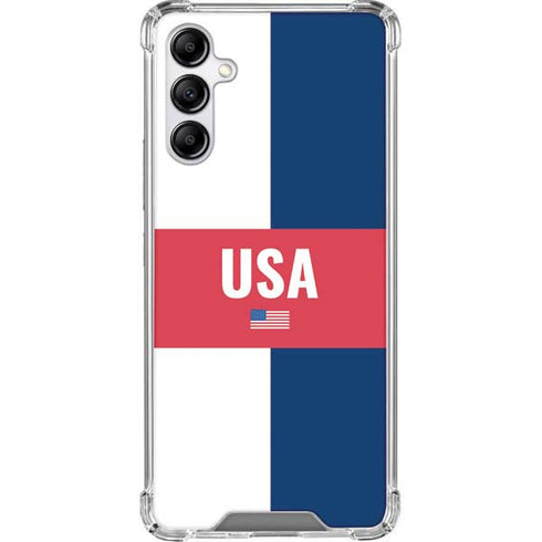 USA Flag Color Block Galaxy A14 5G Clear Case