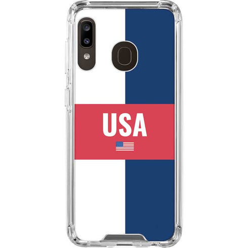 USA Flag Color Block Galaxy A30 Clear Case