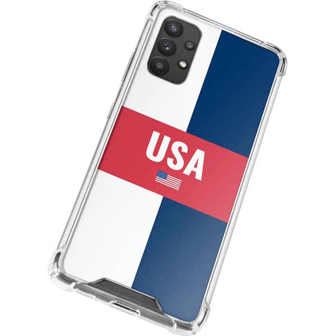 USA Flag Color Block Galaxy A32 5G Clear Case