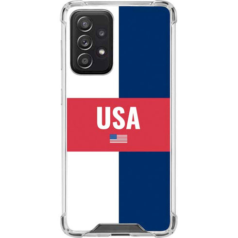 USA Flag Color Block Galaxy A52 5G Clear Case