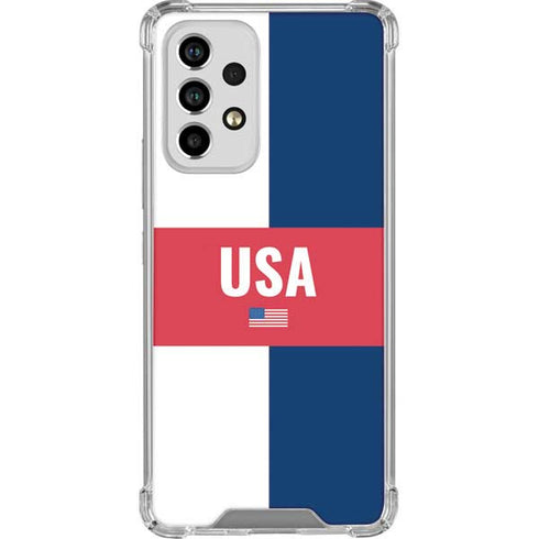 USA Flag Color Block Galaxy A53 5G Clear Case