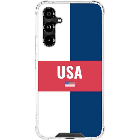 USA Flag Color Block Galaxy A54 5G Clear Case
