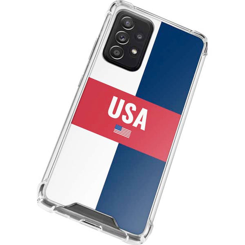 USA Flag Color Block Galaxy A72 5G Clear Case