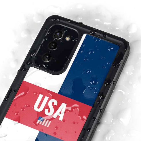 USA Flag Color Block Galaxy Note20 5G Waterproof Case