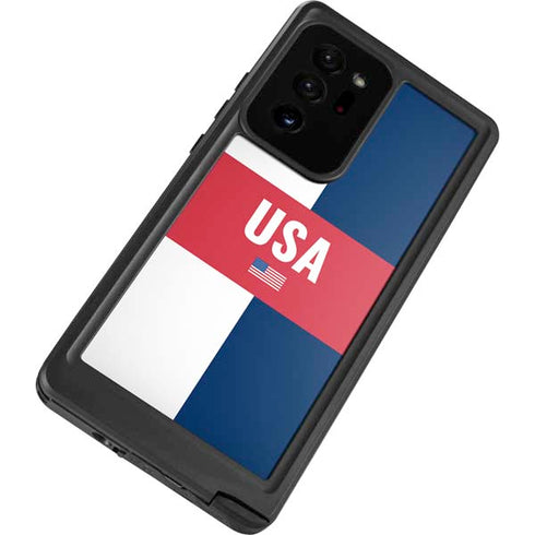 USA Flag Color Block Galaxy Note20 Ultra 5G Waterproof Case