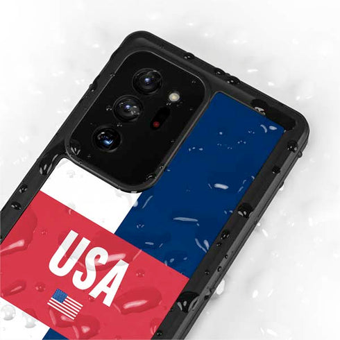 USA Flag Color Block Galaxy Note20 Ultra 5G Waterproof Case