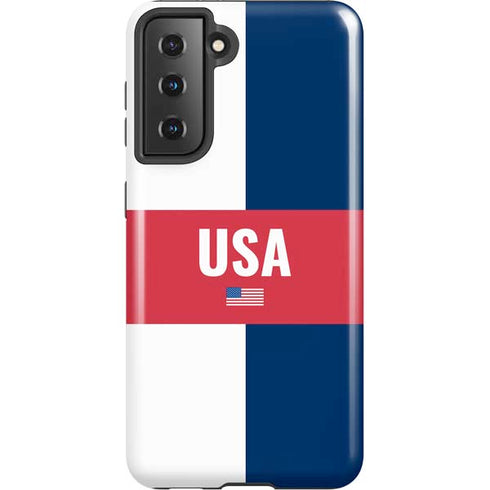 USA Flag Color Block Galaxy S21 5G Pro Case
