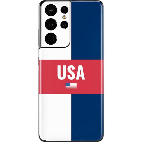 USA Flag Color Block Galaxy S21 Ultra 5G Skin