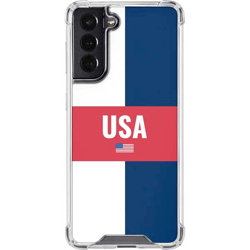 USA Flag Color Block Galaxy S22 Clear Case