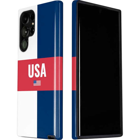 USA Flag Color Block Galaxy S22 Ultra Pro Case