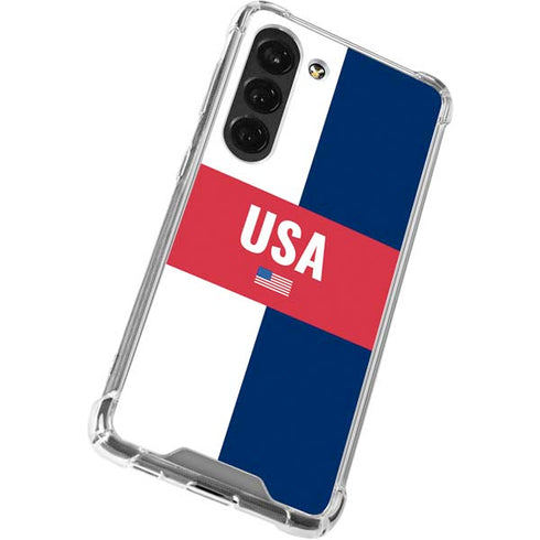 USA Flag Color Block Galaxy S23 Clear Case