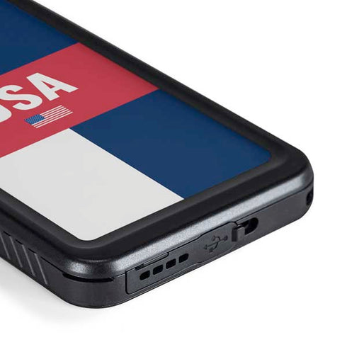 USA Flag Color Block Galaxy S23 Plus Waterproof Case