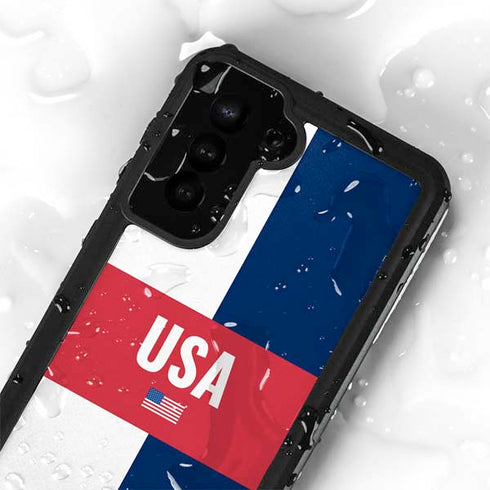 USA Flag Color Block Galaxy S23 Waterproof Case