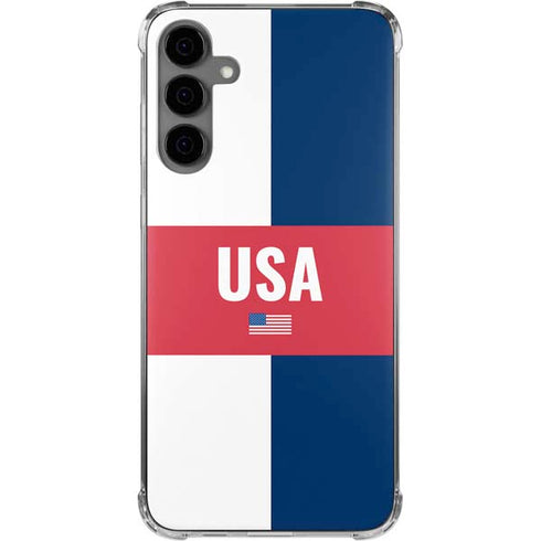 USA Flag Color Block Galaxy S24 Plus Clear Case