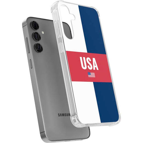 USA Flag Color Block Galaxy S24 Plus Clear Case
