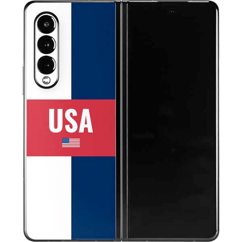 USA Flag Color Block Galaxy Z Fold3 5G Skin