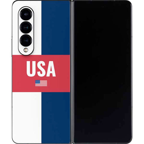 USA Flag Color Block Galaxy Z Fold4 5G Skin