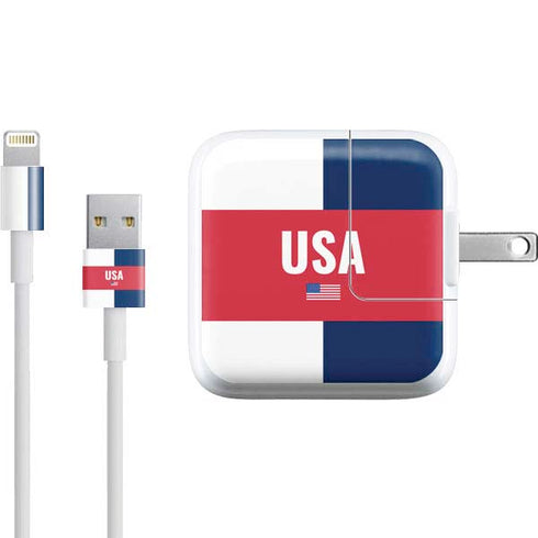 USA Flag Color Block iPad Charger (10W USB) Skin