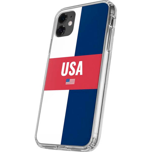 USA Flag Color Block iPhone 11 Clear Case