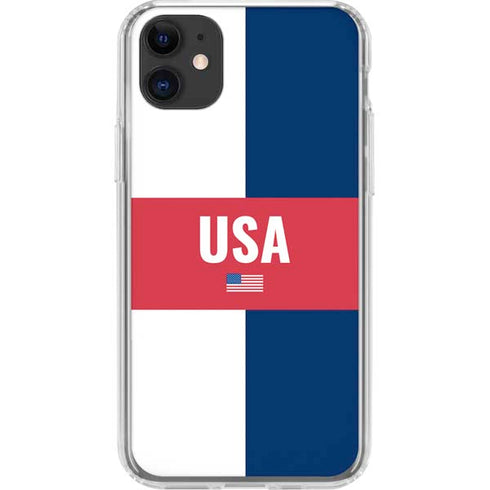 USA Flag Color Block iPhone 11 Clear Case