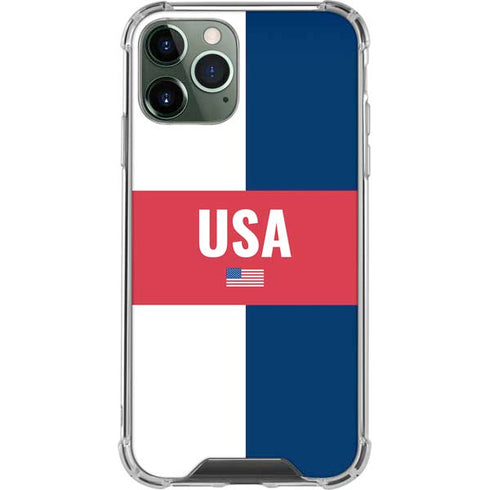 USA Flag Color Block iPhone 11 Pro Max Clear Case