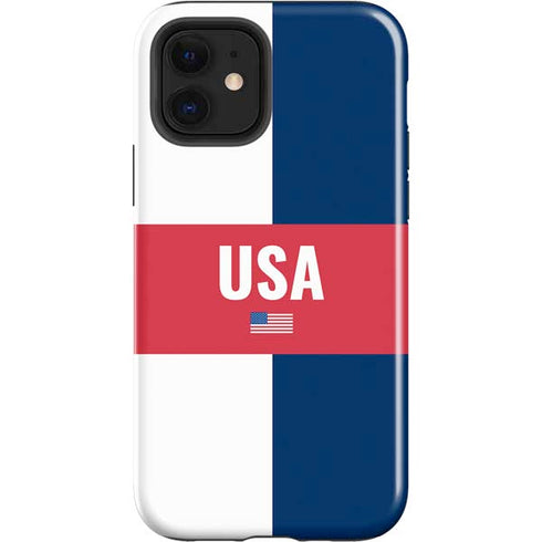 USA Flag Color Block iPhone 12 Impact Case