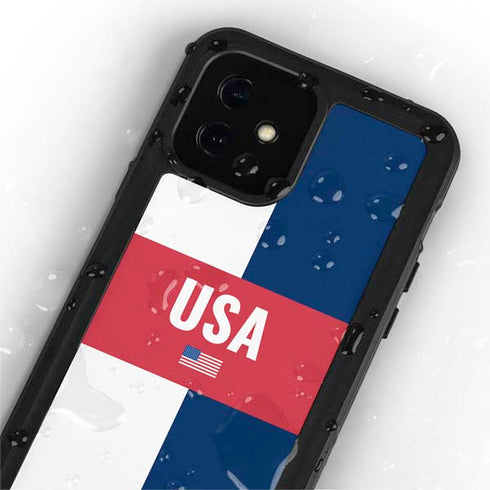 USA Flag Color Block iPhone 12 Waterproof Case