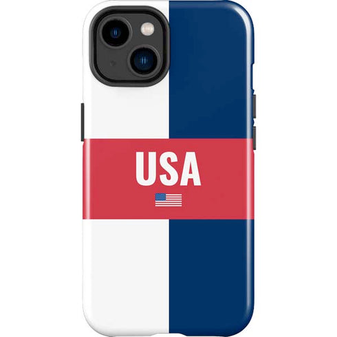 USA Flag Color Block iPhone 15 Plus Impact Case