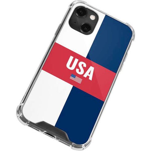 USA Flag Color Block iPhone 15 Plus Clear Case