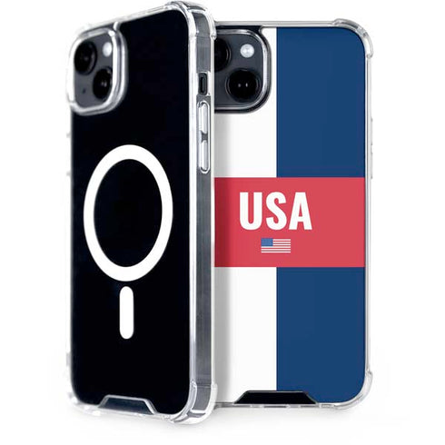 USA Flag Color Block iPhone 14 Plus MagSafe Case