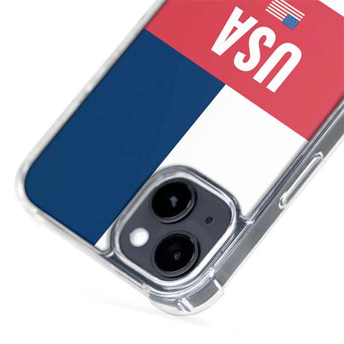 USA Flag Color Block iPhone 15 Plus MagSafe Case